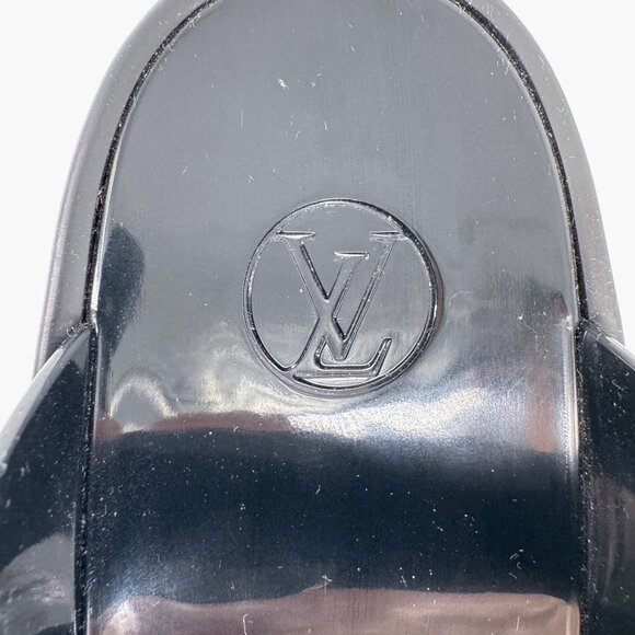 Louis Vuitton Sunbath Mule Slide Sandals Black Rubber Size 38 US 8 Women LV Logo - Picture 15 of 15
